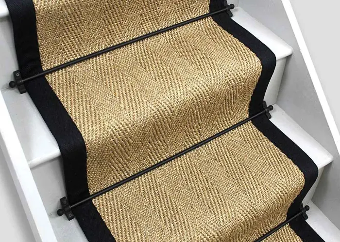 Herringbone Sisal Stair Runner with Black Border